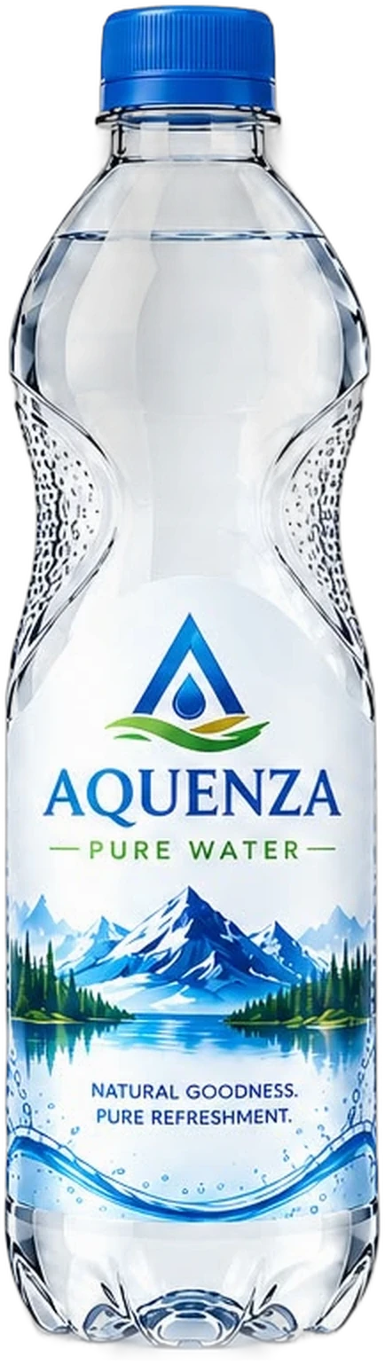 Aquenza 1.5 litre bottle, front view (mockup)