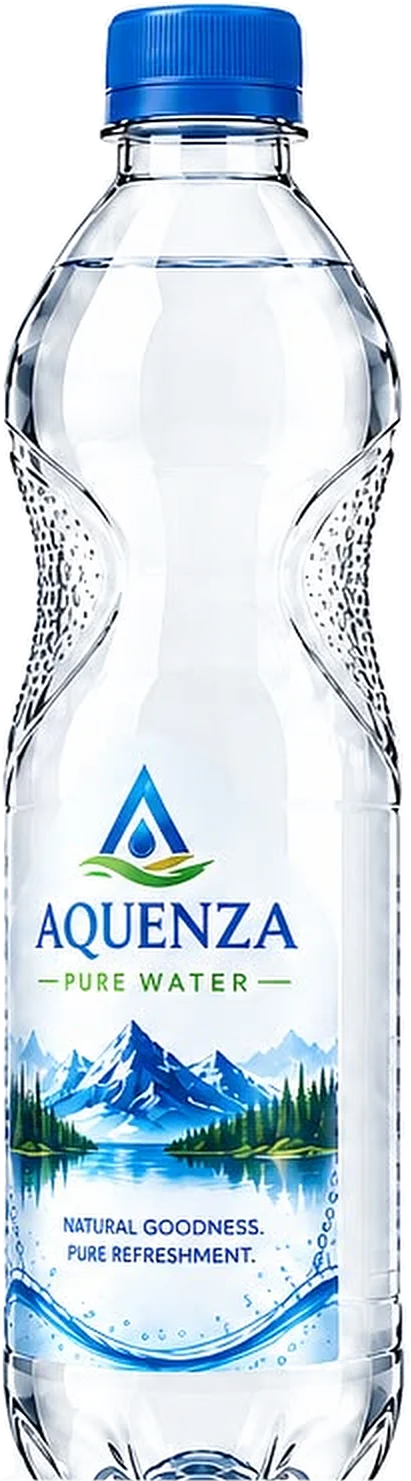 The Aquenza bottle, right side, showing the sculpted grip
